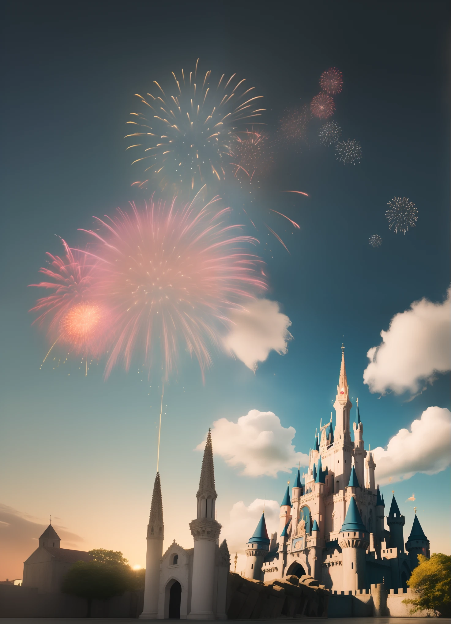 beautiful ceú, carruagem, fireworks