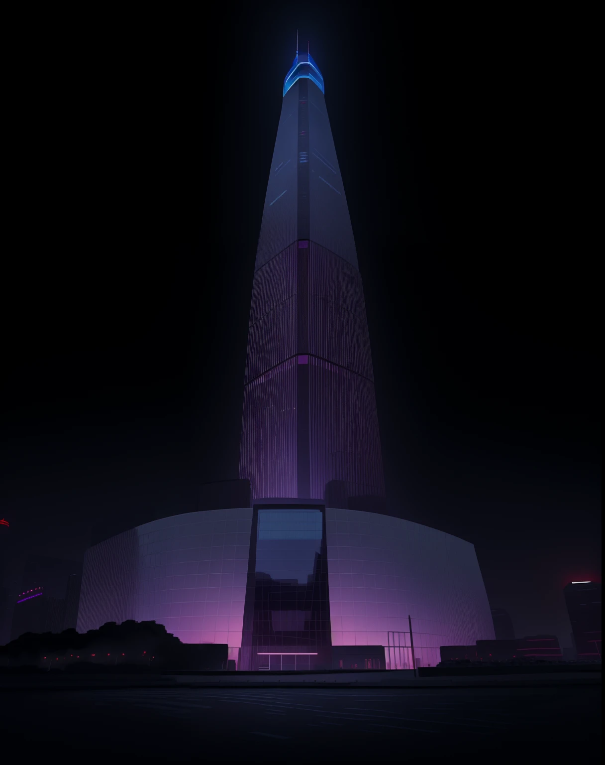 (2d minimalism vector illustration 8k: 2), Vectorize the image
skyscraper, minimalism, art, Lotte Tower in Seoul, simple art, black background, best colors, wide lines, clear contour, night background