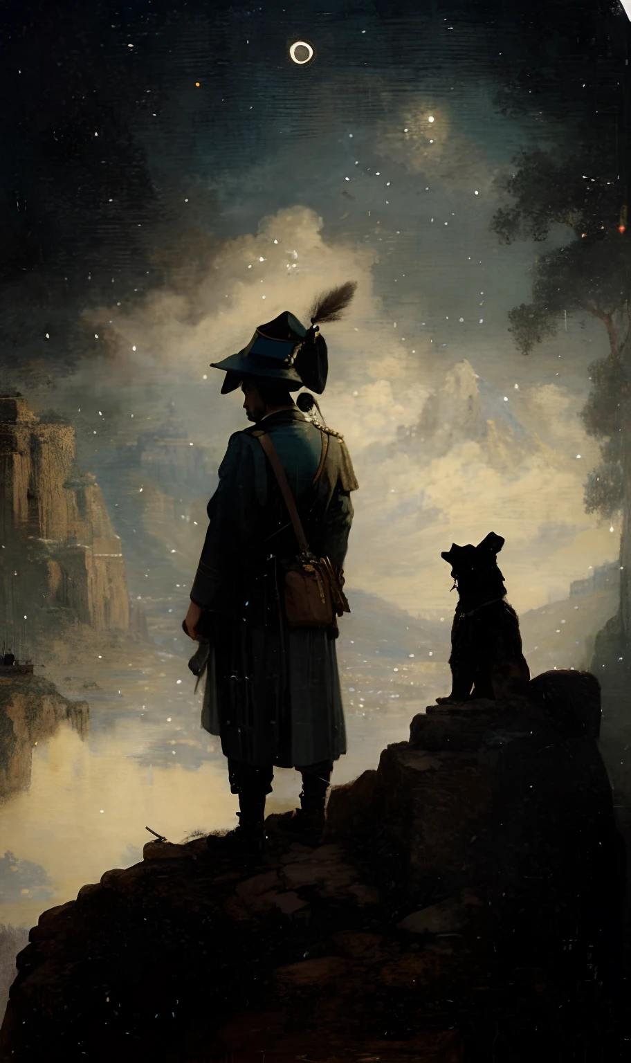 a painting of a man and a dog on a hill, vereshchagin, by Carl Spitzweg, inspired by Carl Spitzweg, by François Bocion, carl spitzweg:7, jean-leon gerome, jean - leon gerome, karl spitzweg, by Jules Tavernier, jean leon gerome, by Alexander Kucharsky