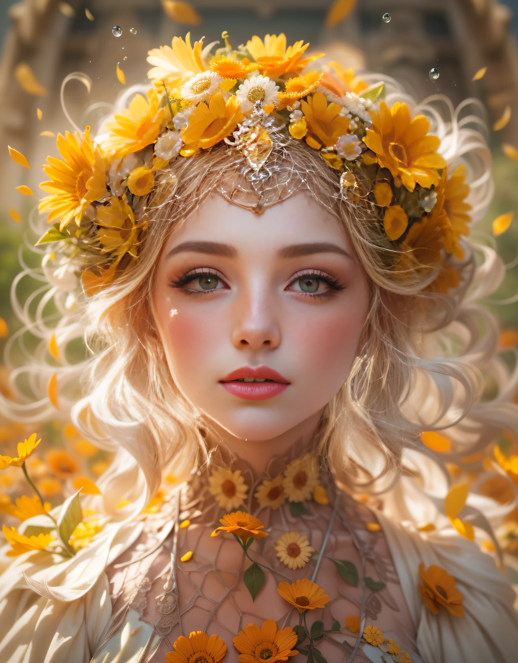 Best quality, masterpiece, meticulous detail, intricate detail, realistic, a mystical hallowen lady with kind and cheerful expression