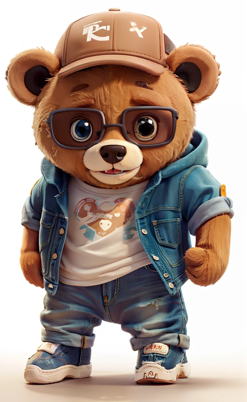 Cute teddy bear street wear, Denim Jeans Pants