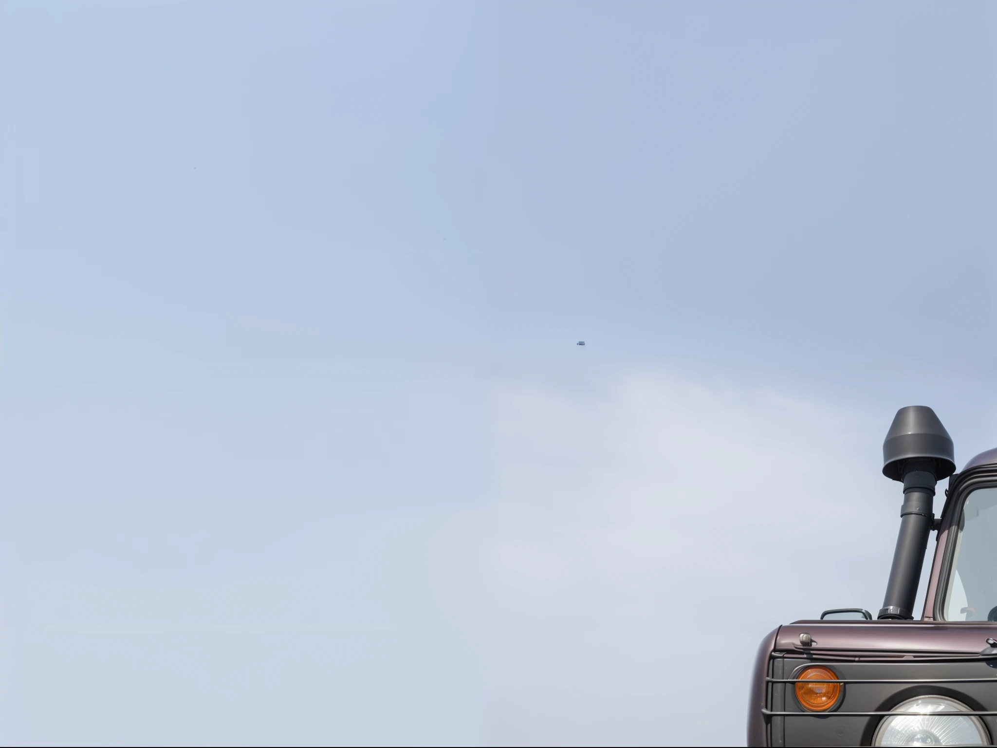 there is a man sitting on the ground next to a truck, a retropunk naturewave defender, jeep in background, sri lankan mad max style, taken with sony alpha 9, low perspective, masterpiece work of art, shot with sony alpha, looking directly at the viewer, full view of a car, shot on canon eos r5, shot on canon eos r 5