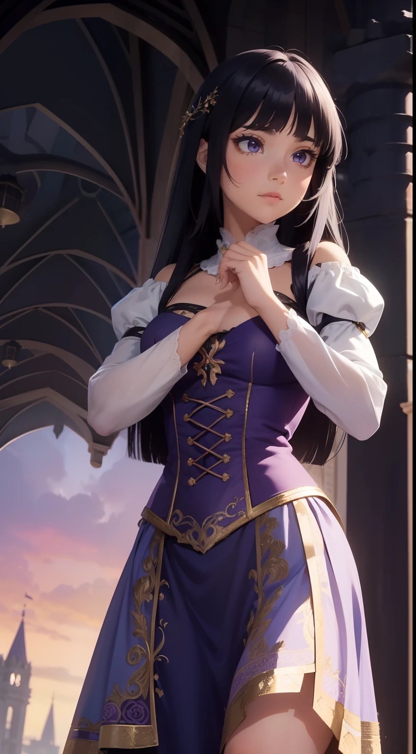Personagem, Jogo, 3D, 4k full, Bruxa, Segurando livro, Fazendo magia, Roupa roxa, cabelo preto, brincos de prata, magia amarela, video game, sombria, bonita, Personagem de jogo, 3D personagem, magia, poder
