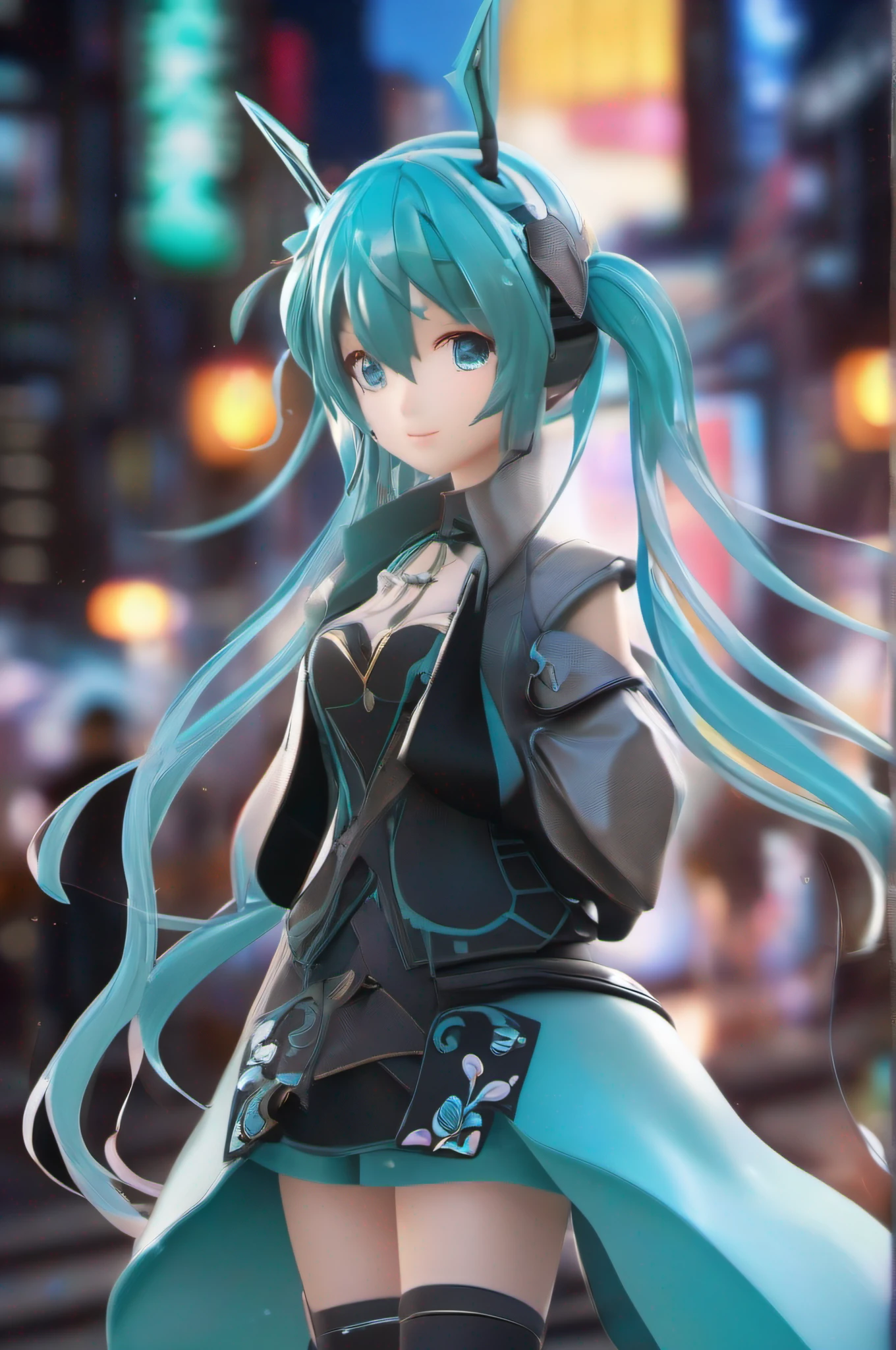 ３D Anime、HATUNE MIKU、Perfect Ray Tracing、Dramatic Writing、concept-art、Highly detailed background，Realistic，ultra-detailliert，super detailed skin，light glow，Film grain，Expro II，Lens Flare，Sharpen，cinematic shadow