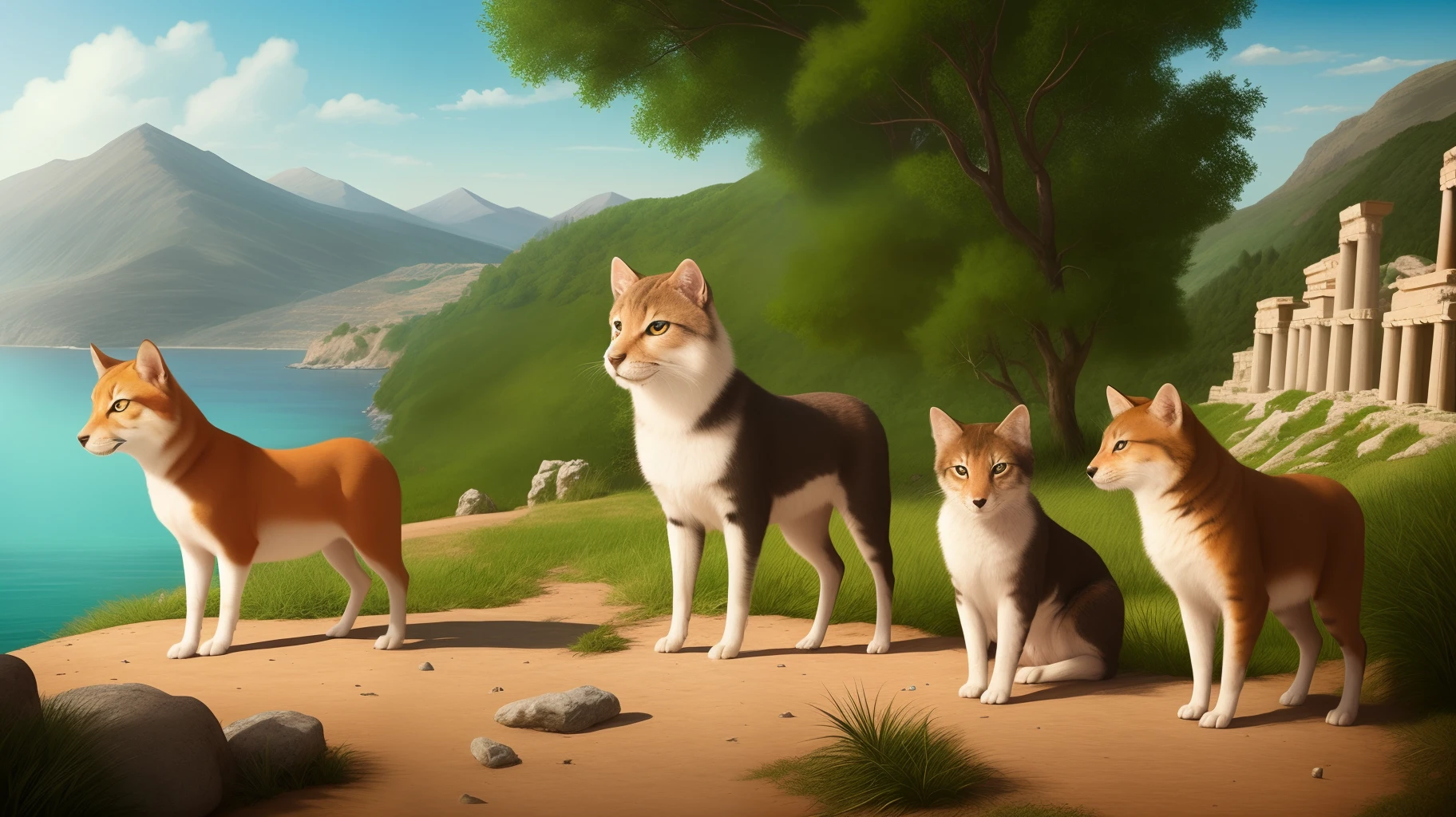 Give me a hundred realistic images of cute-looking animals from Greek mythology
In beautiful landscapes