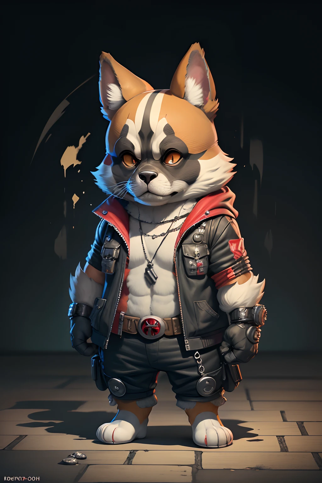 c4tt4stic, deadpool, dog, full body, intricate details