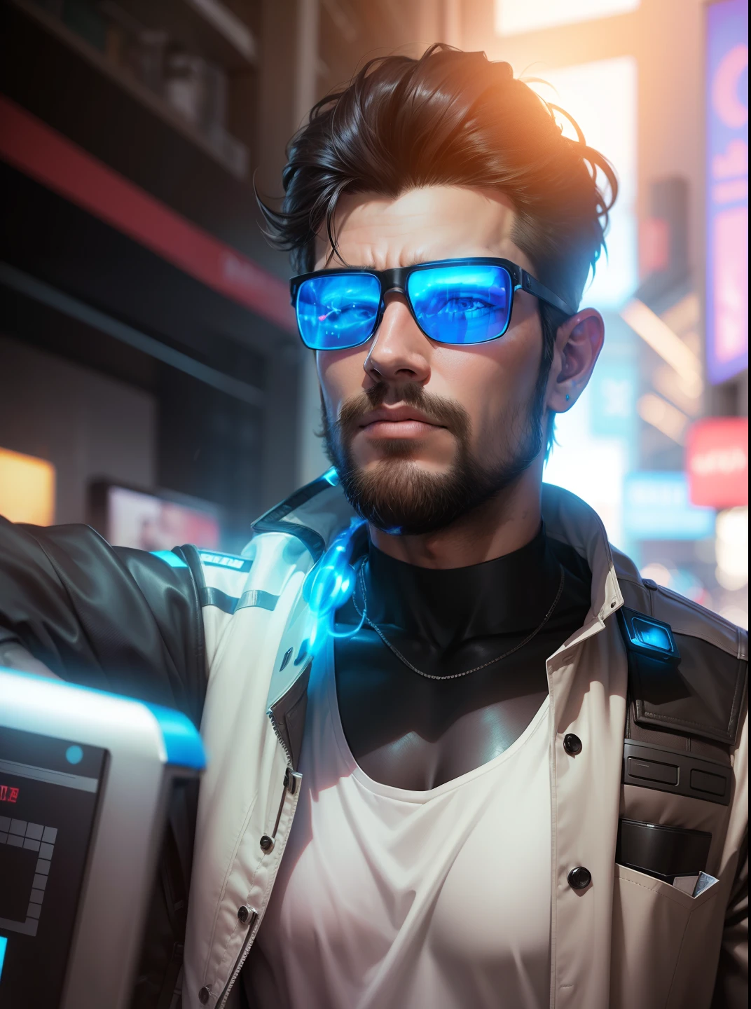 Realistic face, ultra realistic, handsome, smart, hero look, cyberpunk