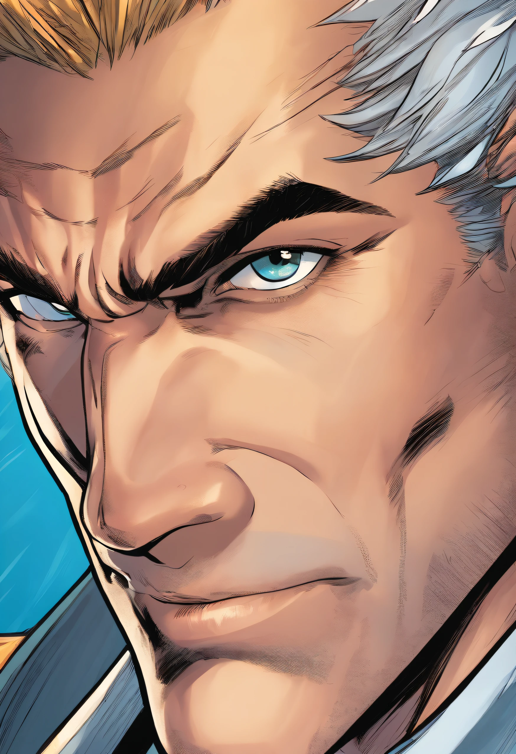 (best quality,ultra-detailed,realistic:1.37),portraits,comic books,american comics,profile face,greed,exaggerated style,detailed features,vivid colors,professional lighting,comic book illustration,sharp focus,masterpiece:1.2,comic book character,greedy expression,fulfilling background,golden shades,highres,long eyelashes,physically-based rendering,greedy eyes,jawline description,greedy grin,comic book superhero,action pose,strong contrast,villain,comic book art,expressive eyebrows,comic book world,colored ink,comic book cover,bokeh,comic book panels,wild hair,comic book speech bubble,comic book typography