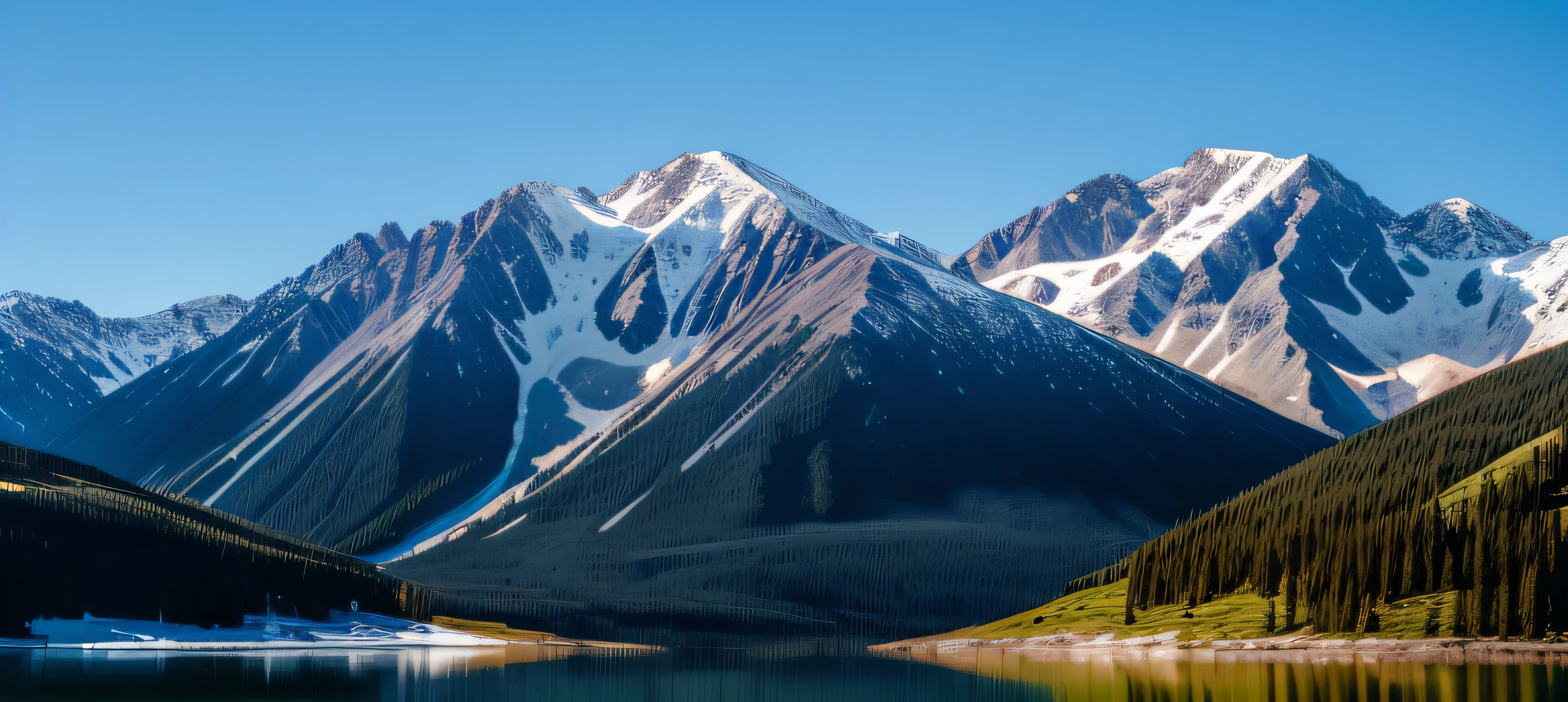 Landscape of a mountain . un lago un bosque , un lugar tranquilo