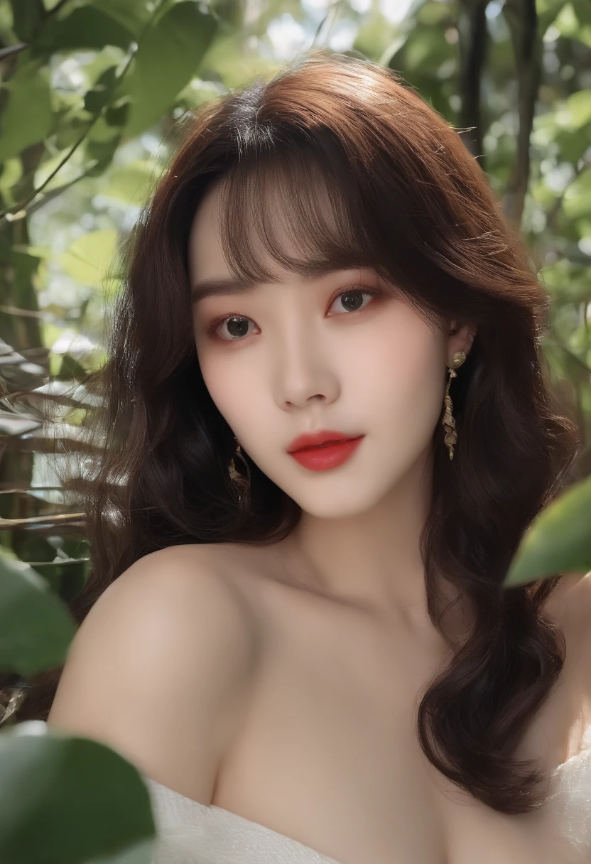 ((top-quality、8K、​masterpiece：1.3))、foco nítido：1.2、Beautiful Women in Perfect Style：1.4、Slender Abs：1.2、((dark brown hair、Colossal tits：1.2))、(natural soft light、the woods:1.1)、Highly detailed facial and skin texture、A detailed eye、二重まぶた、Ponytail、Close your eyes、Hold your hand over、Looks fun、Grab the fish、Water splashed、Nose hook、slaves、