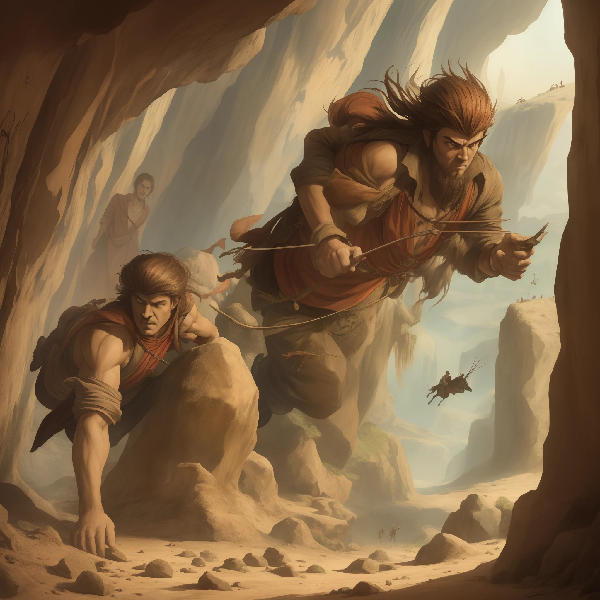 Cave painting of vampires hunting for treasure --auto --s2