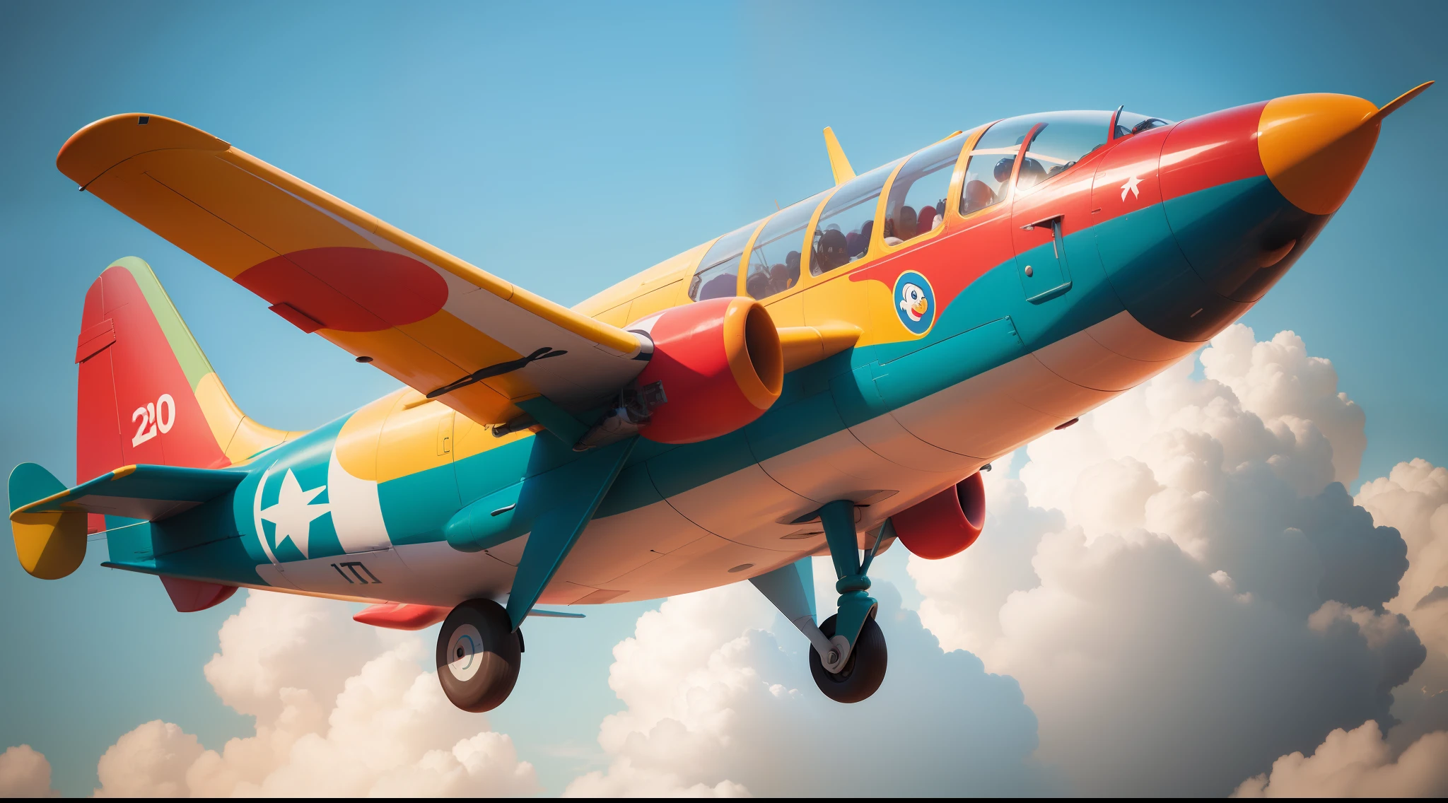 Colorful airplane design he has green and rounded eyes and reddish mouth,
"children's drawing airplane" DISNEY. DESENHO ANIMADO
