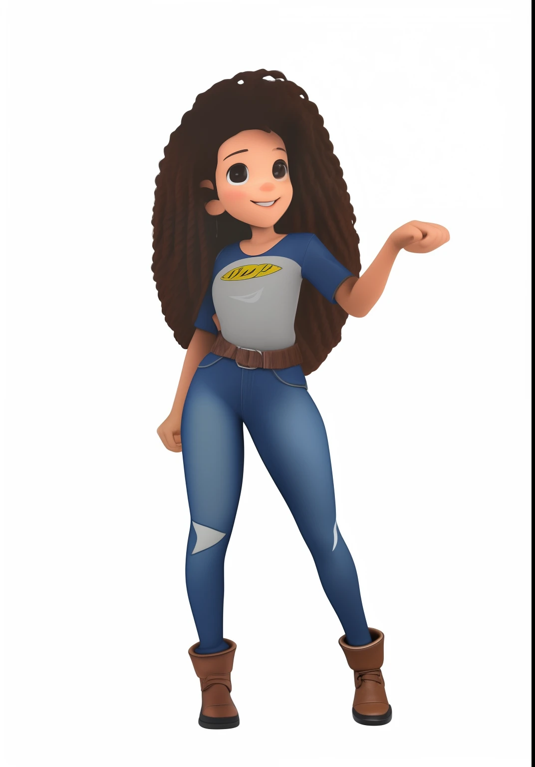 (master part, best quality), detalhes intrincados, 8k, art-station, papel de parede, Arte Oficial, arte splash, foco nítido, 1st grade, cabelos longos e cacheados, olhos castanhos, brown hair, professional render, corpo inteiro, roupa casual, Roupa da cidade, longos cabelos castanhos encaracolados, cabelos longos, cabelos longos ondulados, standingn, t-pose