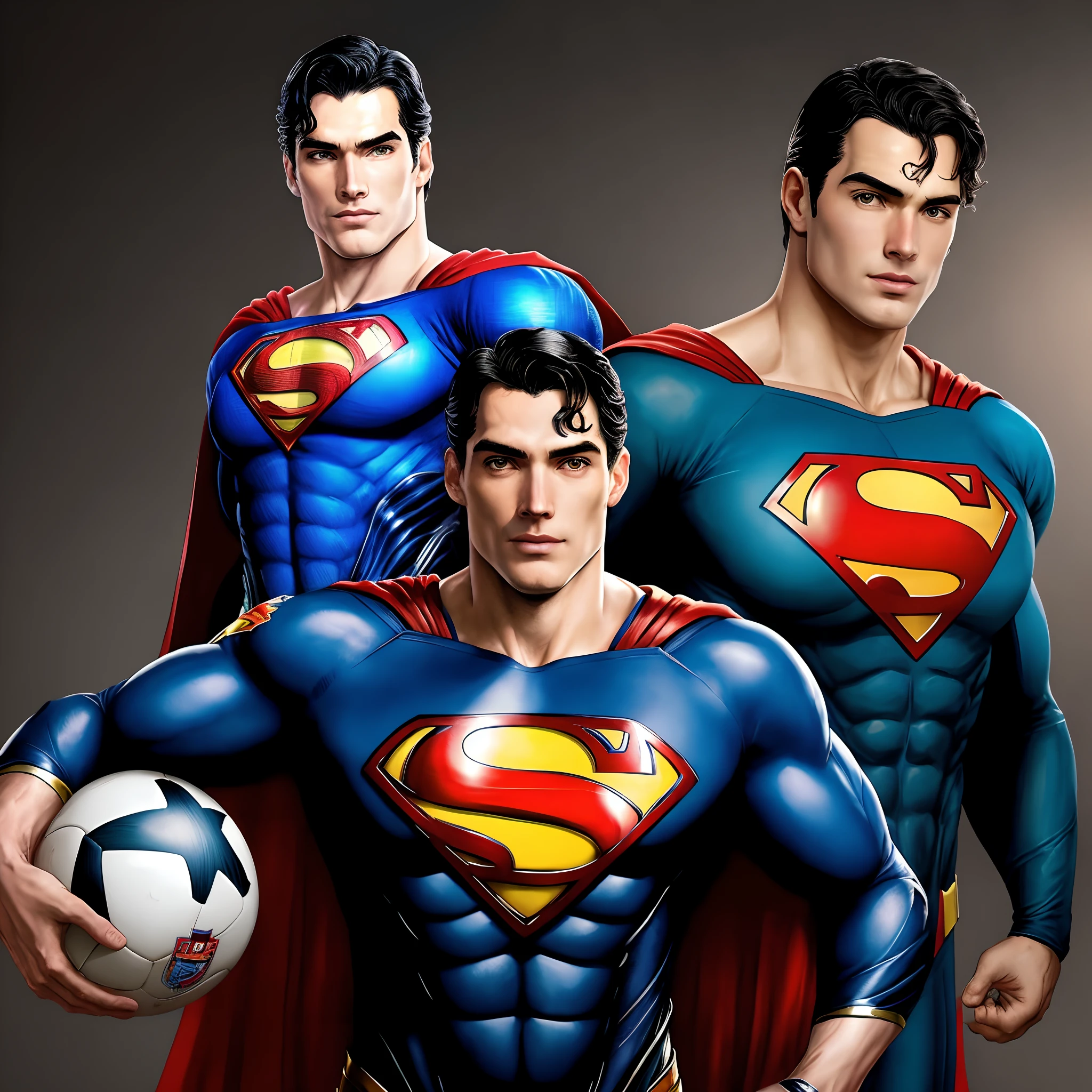 SuperMan with the shield of Bahia fotboll club on the chest in the Scottish uniform Bahia fbc tricolor Bahian classic style escodo do Bahia no peito clube de fotboll Bahia fitboll clube