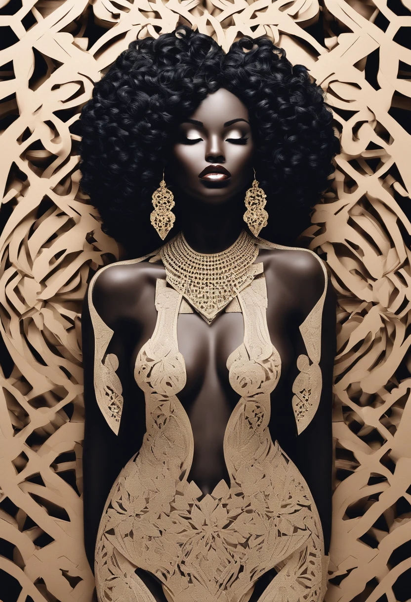 Black prostitute woman afro big breasts skinny on the street naked with diamonds on the body