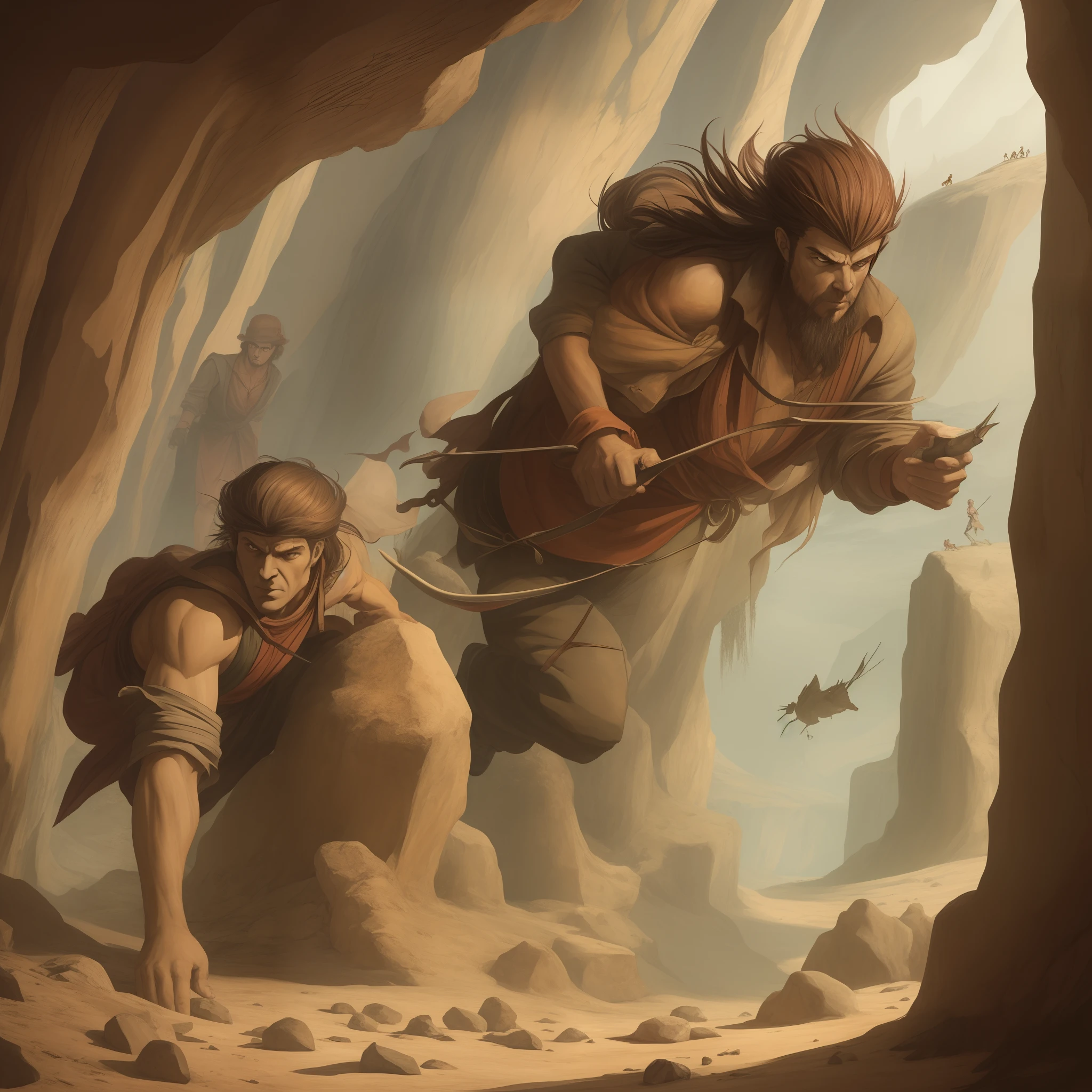 Cave painting of vampires hunting for treasure --auto --s2