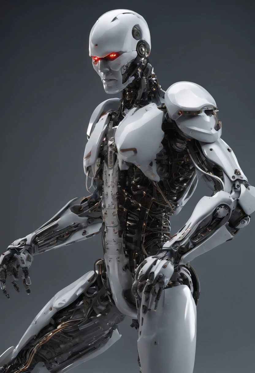 complejo 3d render ultra detallado de un hermoso perfil de porcelana hombre android cara, cyborg, Robotic Parts, 150 mm, hermoso estudio luz suave, luz de borde, detalles vibrantes, ciberpunk lujoso, encaje, hiperrealista, anatomical, facial muscles, electrical wires, microchip, elegante, hermoso fondo, octanaje, estilo H. R. Giger, 8k, mejor calidad, obra maestra, illustration, un extremadamente delicado y hermoso, extremadamente detallado, CG, unidad, papel tapiz, incredible, detalles finos, obra maestra, mejor calidad, arte oficial, fondo de pantalla CG 8k extremadamente detallado, robot, halmet plateado, ((cuerpo completo)), sentado