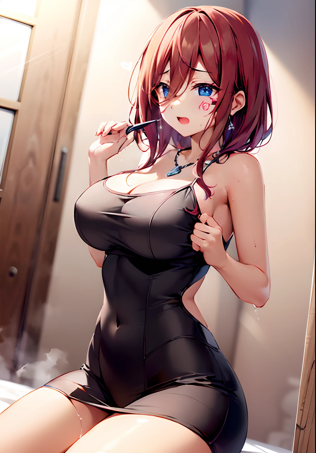 Leaking pink panties、Excited state、heart mark、PINK Underwear、top-quality、oppressive、masturbation、Fusion of males and females(1:6)、Full-length images of the highest quality、Highly detailed anime super detail、masterpiece、tre anatomically correct、Detailed hand、(Mother 1.6)、8K、I love my tides、sexual excitement、Upper line、huge-breasted、thighs thighs thighs thighs、Sweat profusely、Friendly face、Stuffiness、Foreplay、(Integration of men and women:1.6)、Moisturizing skin、(Drenched body:1.3)、Detail Eye、NSFW、erotick、oppressive、Best Necklaces、cum on、Stuffiness、Lustrous hair、Streaks in the crotch、Frontal view、
