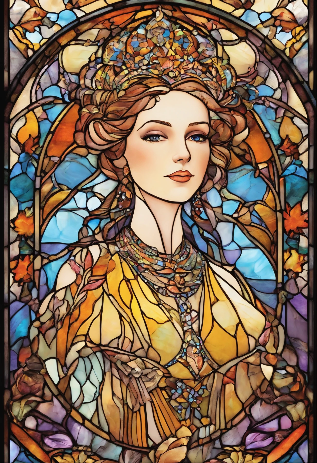 princess, cupping her hands together cheerfully, portrait of stained glass, extremely detailed, absurdes