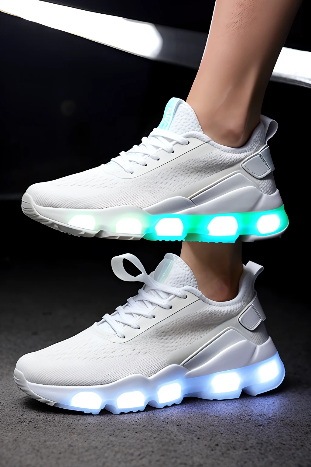Sneakers of the future, hyper technological, com luz, com realidade aumentada