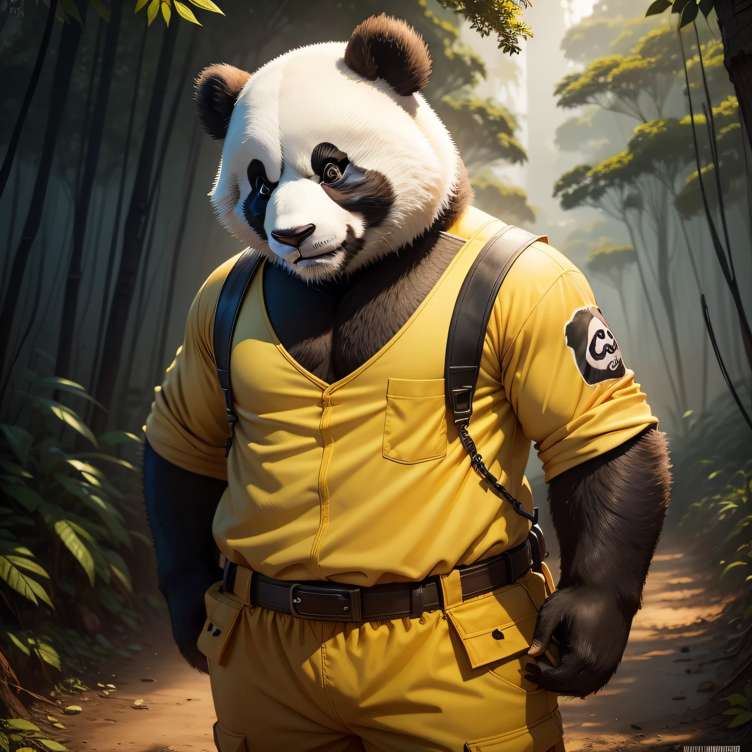 panda construtor, fundo branco, roupa amarela, construtor, panda. filhote, foto.
