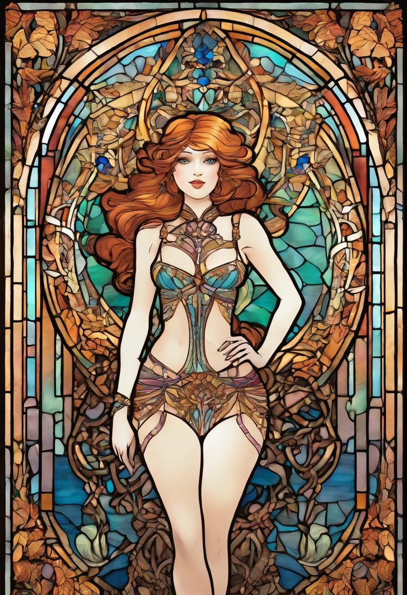 princess, wearing sexy lingerie and beautiful stockings with garter belts, cupping her hands together cheerfully, art nouveau, extremely detailed, absurdes