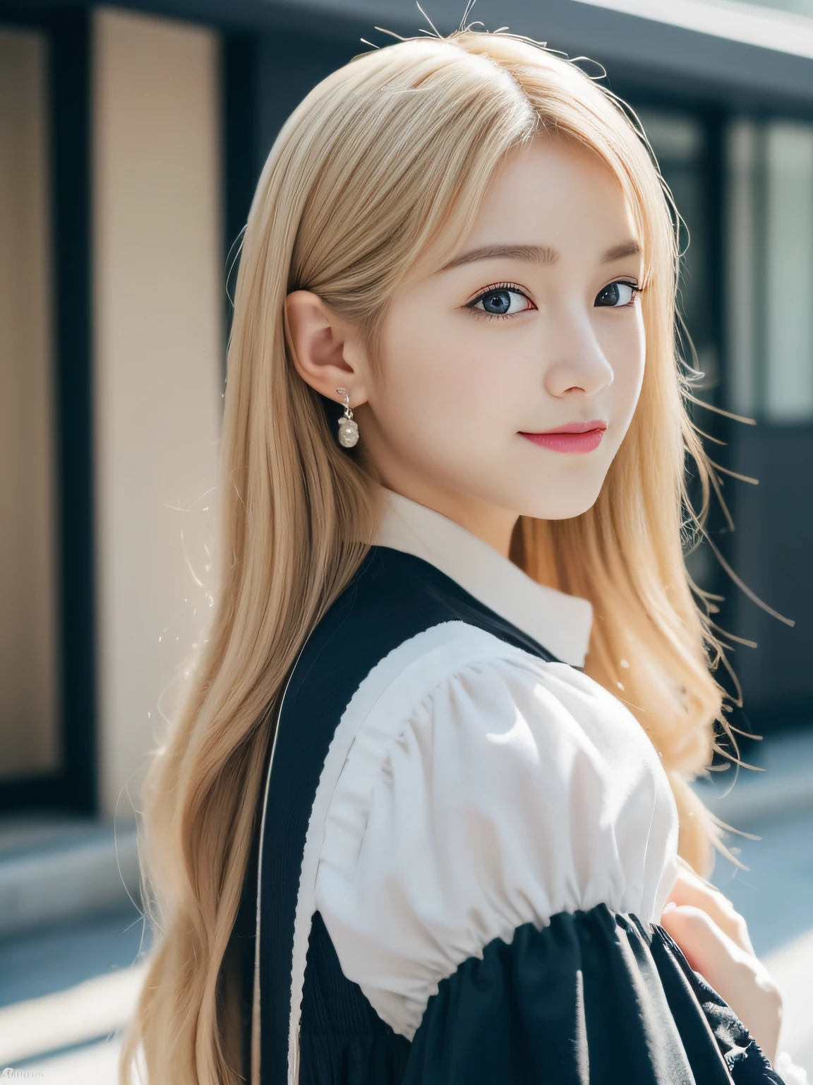 (((32K,very high res, high detailing, highly accurate, masutepiece、girl1,Full body image))),Raw photo & realistic atmosphere,beautiful dark blue eyes,Detailed mouth,Glossy lips,Detailed eyebrows,Eyes drawn in detail with soft white skin that shines with every detail、Very beautiful eyes with azure eyes,Detailed lips、Very beautiful face,Very well-formed face、Lifelike face,shiny beautiful lips,Beautiful eyebrows,Infinite reality,Best design,(Insanely cute Japan 17-year-old high school girl,,Beautiful thighs,Ideal legs,Beautifully shaped breasts,Very cute beautiful girl,Little Girl:1.4),Best Natural Makeup,Japanese ido,Korean Idols,Young sensual idol,Moist eyes,Beautiful eyes that sparkle,Beautiful butt,beauty legs,,camel's foot,:1.2),超A high resolution、The face of a masterpiece with high detail,Natural and realistic face,Back lighting,Pure eyes are too cute,(((Photorealism from top to bottom))),,Reality Live Action,(Earrings that look fashionable,,a necklace,A bracelet,gyuru,Glossy nail art:1.4),(((Blonde Shortcuts,Bunching your hair in anticipation of it,Gothic lolita,Lolita Fashion,Modern Lolita,back open,Looks Back))),On the streets of Harajuku,Gentle smile