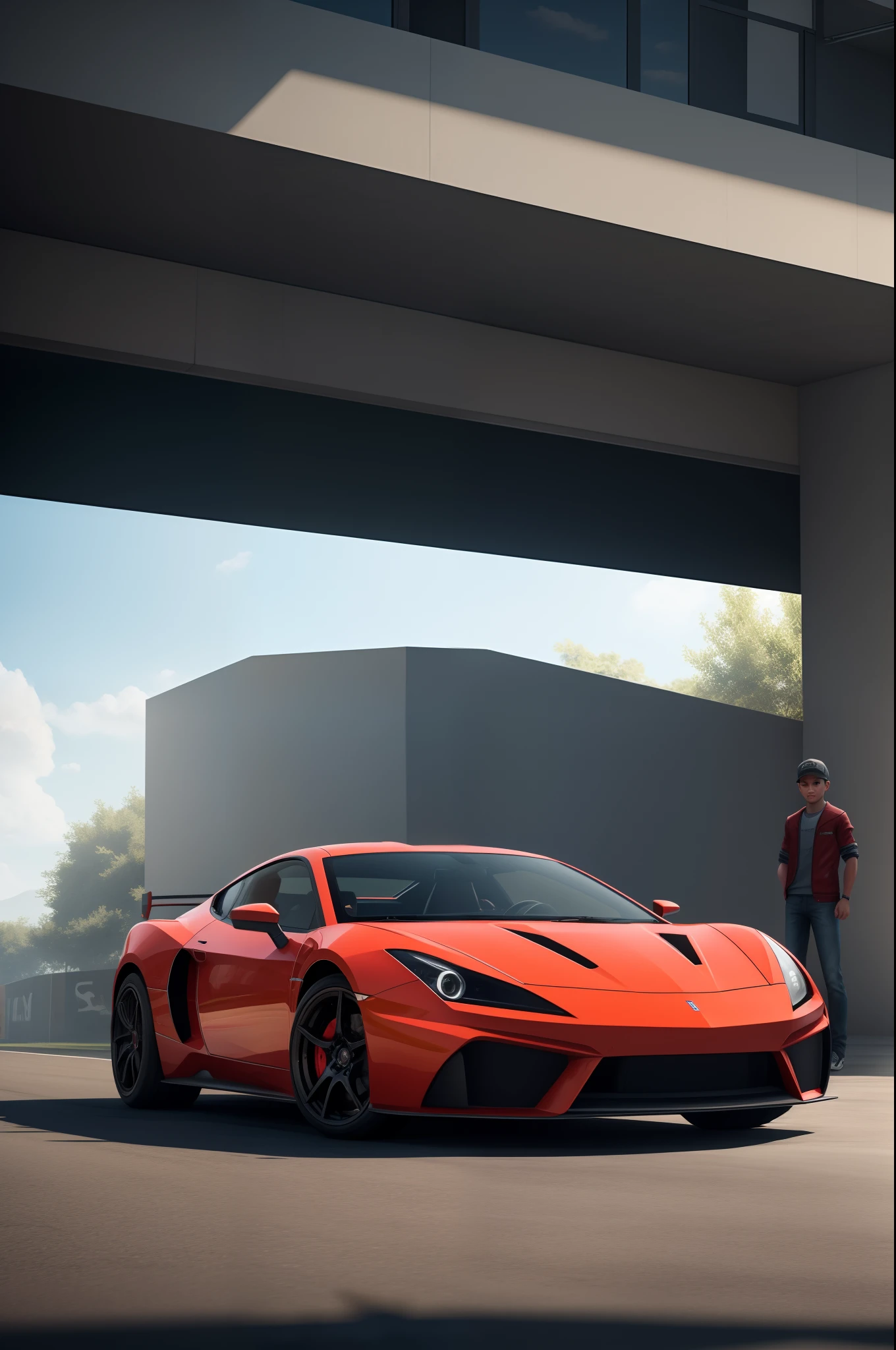 forza, and a boy standing behind it, hd photo, 10k photo