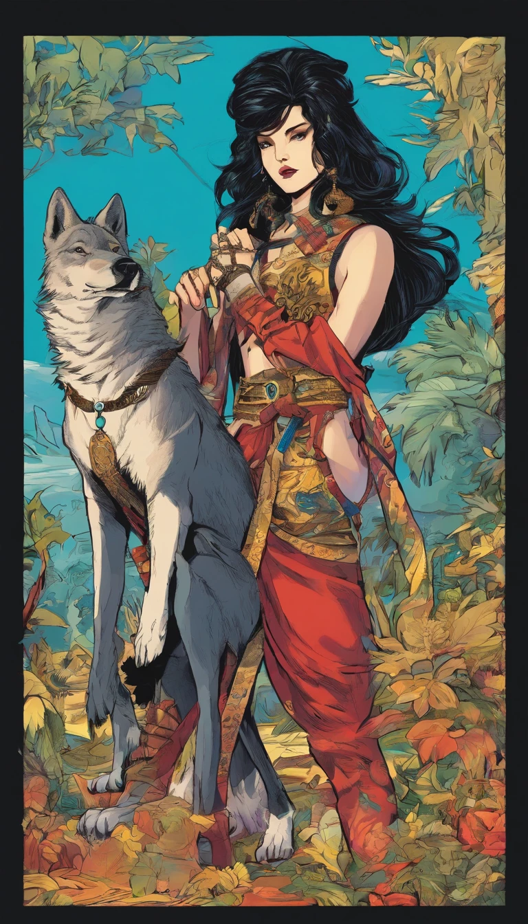 black hair wolf in costume. have a cigarette in your hand. Keep the collar of the costume closed