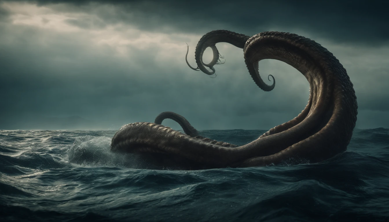 A giant kraken in the ocean