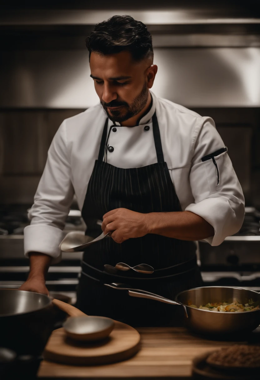 Retrato de un hombre latino chef reconocido en cocina