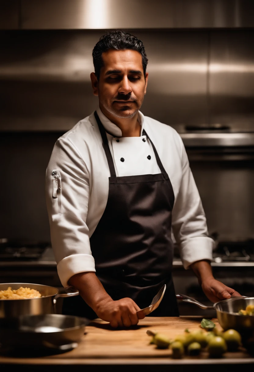 Retrato de un hombre latino chef reconocido en cocina