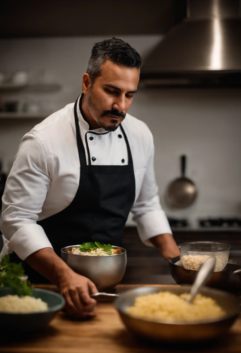 Retrato de un hombre latino chef reconocido en cocina