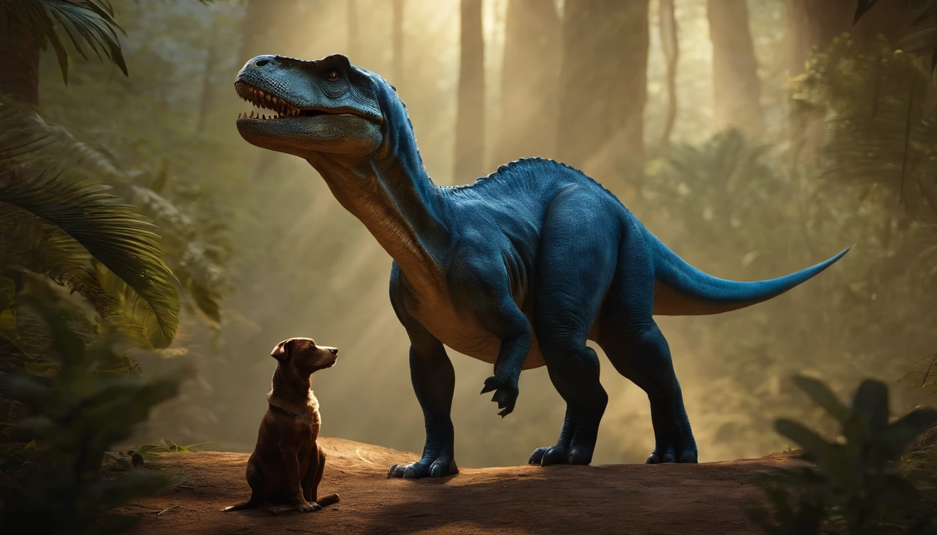 a cartoon dinosaur standing next to a dog, imaginfx, pixar art 3d, pixar render, pixar rendering, pixar 3 d animation style, naturecore, toonix character, ad image, the artist has used bright, pixar and disney 3d style, pixar animation, pixar cartoon, pixar animation style, pixar 3d render, photoreal details