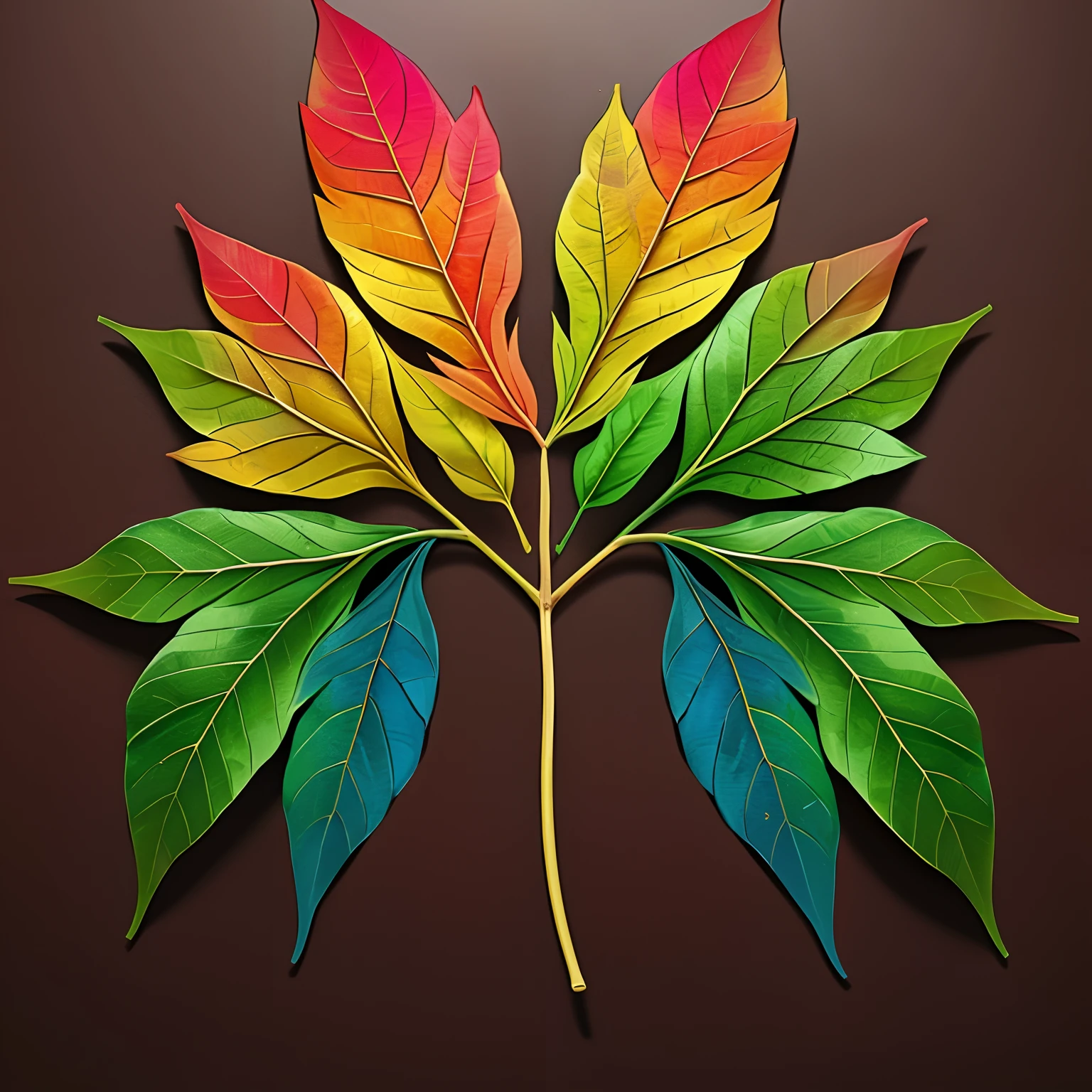 Cute leaves,Beautiful leaves,1 leaf,Rainbow Leaf,bilaterally symmetrical,No background