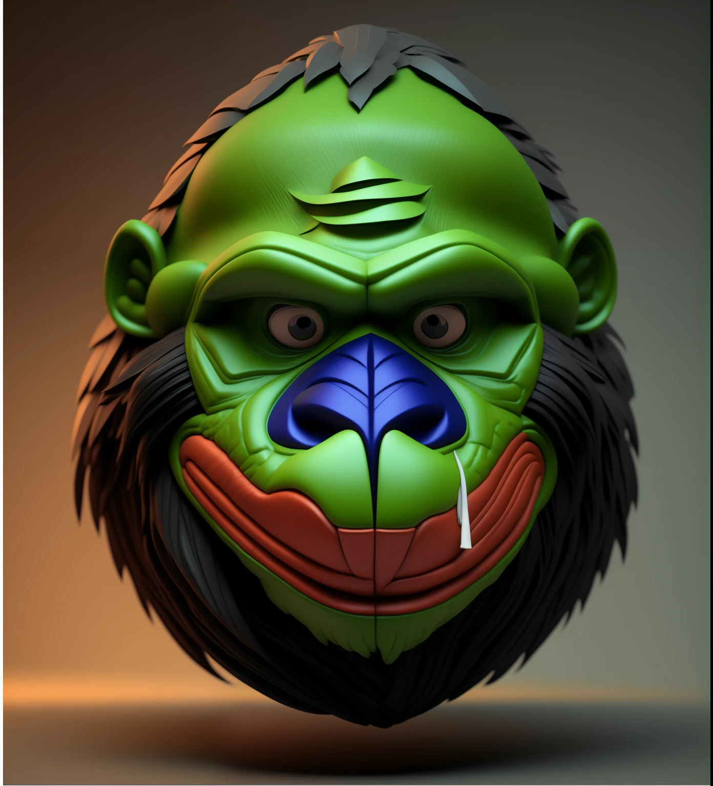 A closeup of a green monkey mask with a big nose, macaco entediado nft, inspirado em Alex Petruk APe, 3 d ape shaman profile portrait, Arte Zbrush, sagui render, @ zbrush, Marmoset Toolbag renderizado, zbrush 3 d render, zbrush, zbrushcentral, colored zbrush render, feito com zbrush