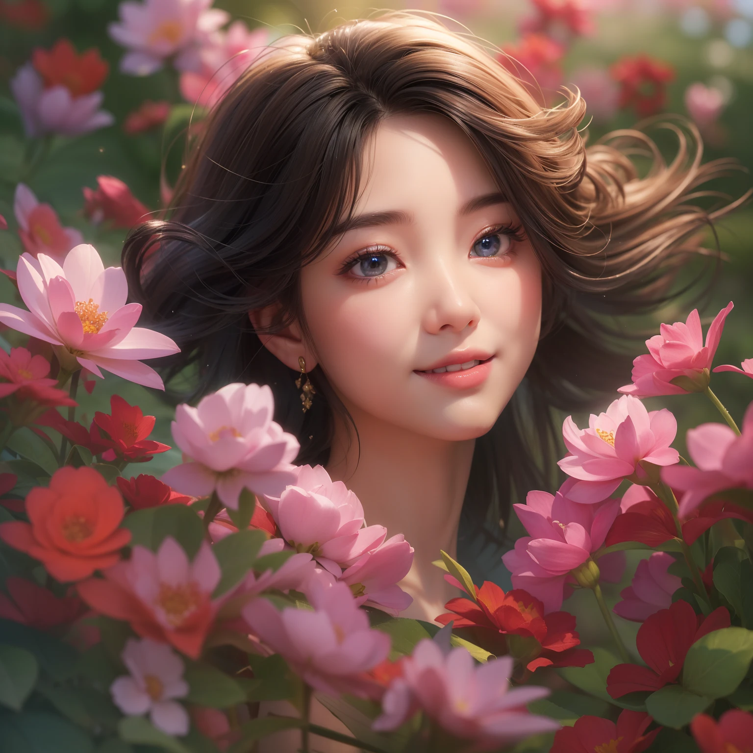 best quality,ultra-detailed,realistic,portrait,sharp focus,vivid colors,studio lighting,beautiful detailed eyes,beautiful detailed lips,extremely detailed face,long eyelashes,1girl,garden, oil painting,
chica in a vibrant garden, vibrant colors, lush greenery, blooming flowers, sunlight streaming through the trees, soft breeze caressing her hair, a serene and peaceful atmosphere. The chica has beautiful detailed eyes that shine with a hint of mischief and curiosity. Her lips, beautifully shaped and full, hint at a gentle smile. Her face, extremely detailed, displays a serene expression, radiating inner tranquility. She has long eyelashes that gracefully frame her expressive eyes. Standing elegantly amongst the flowers, she looks like a masterpiece, a work of art that brings joy to anyone who beholds her. The oil painting captures every intricate detail, from the individual petals of the flowers to the strands of hair gently swaying in the breeze. The studio lighting highlights her features, creating a sense of depth and realism. The colors in the painting are vivid and vibrant, taking inspiration from the beautiful hues of the garden. The portrait is done with sharp focus, ensuring every detail is crisp and clear. The overall effect is that of a realistic and mesmerizing portrait, bringing the beauty of the chica and the garden to life.