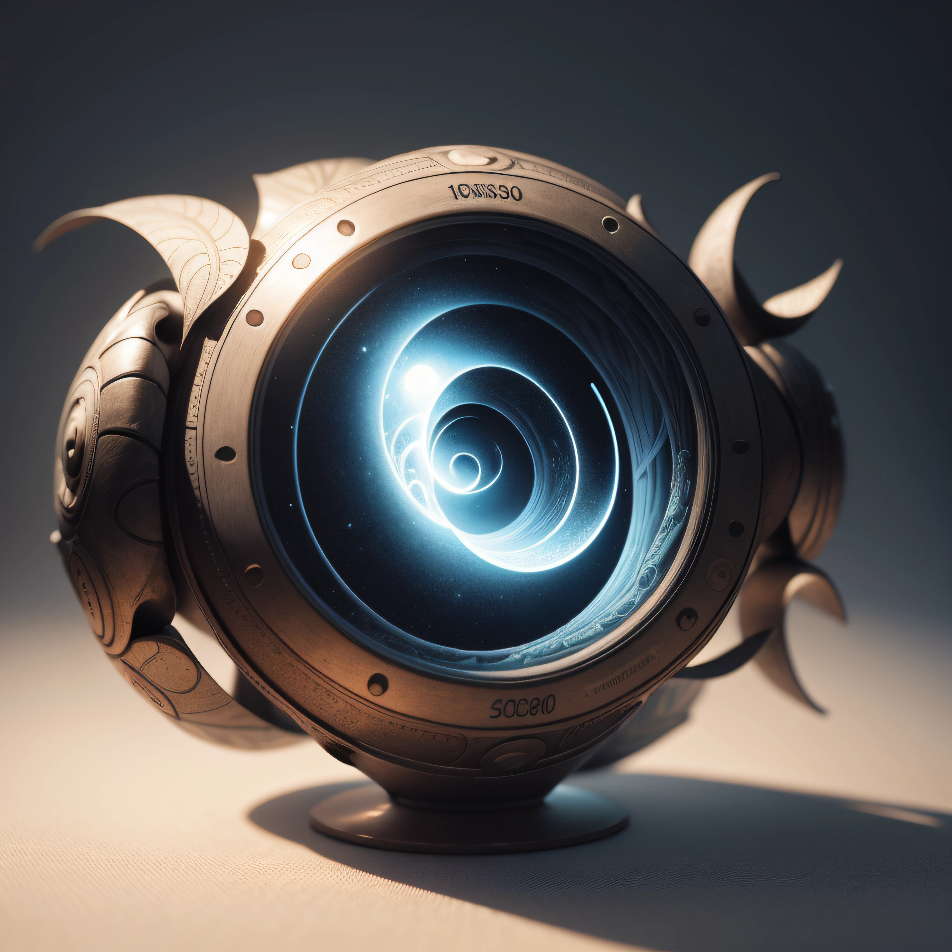 There is an object with Fibonacci settings, uma mistura de organico e futuristico, um fundo branco, Invisible, Arte surrealista, Inevitabilidade, Surrealista, Incomum, alternate album cover, UNREALISTIC, inspirado em Francesco Raibolini, Hiper realista", Arte surrealista, hiper-realista", Desborrar, realista surreal, Fractais 3D, Fractais 3D proporcao aura, capa de album de psytrance minimalista
