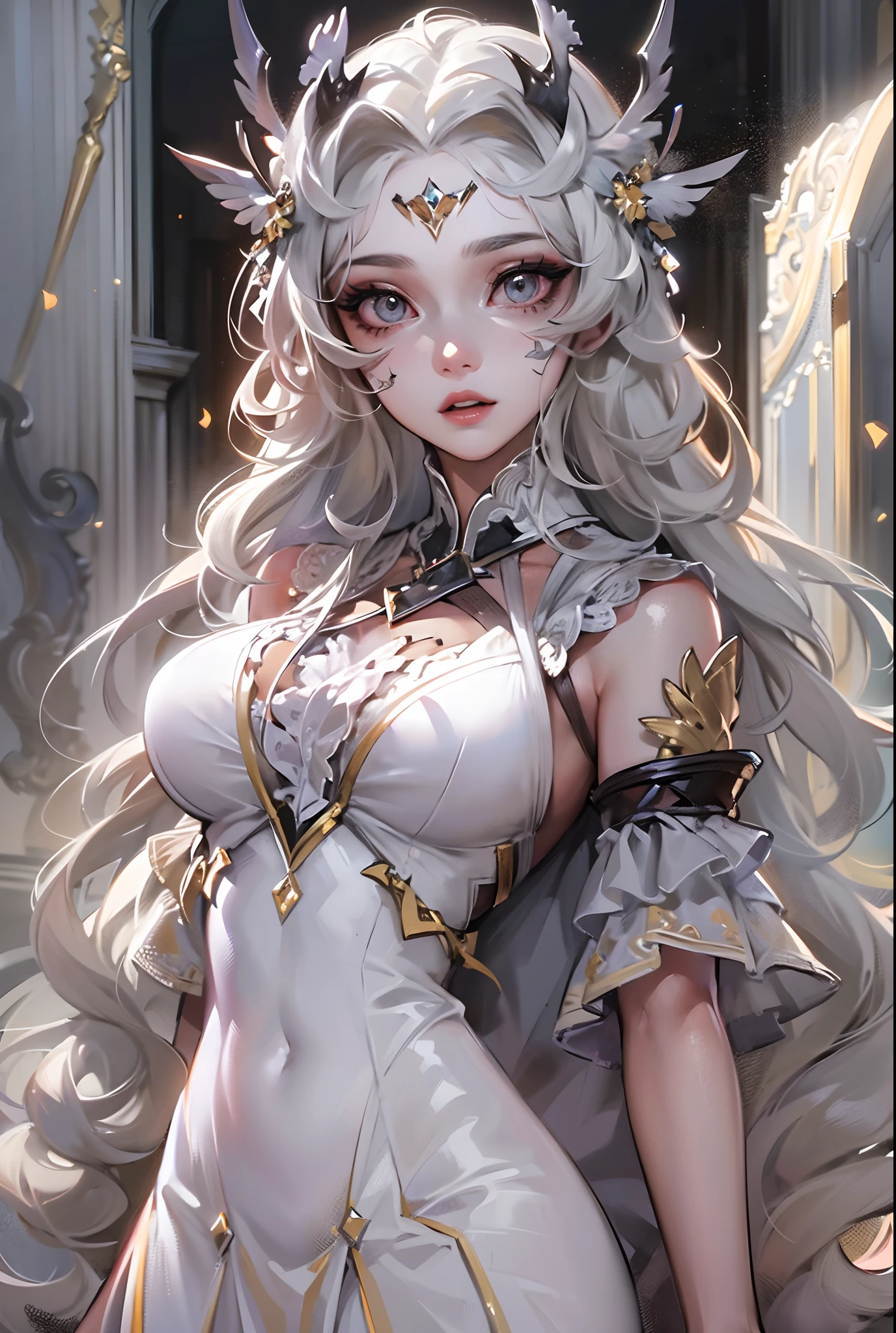 ((tmasterpiece)),(Best quality at best),(A half body),looks away,(ultra intricately detailed),(Highest definition),(8K),(Clean lines),(Perfect facial features,Perfect flesh),(offcial art),1little girl,Undead,The undead,Peerless beauty,Dirty white dress,frotting