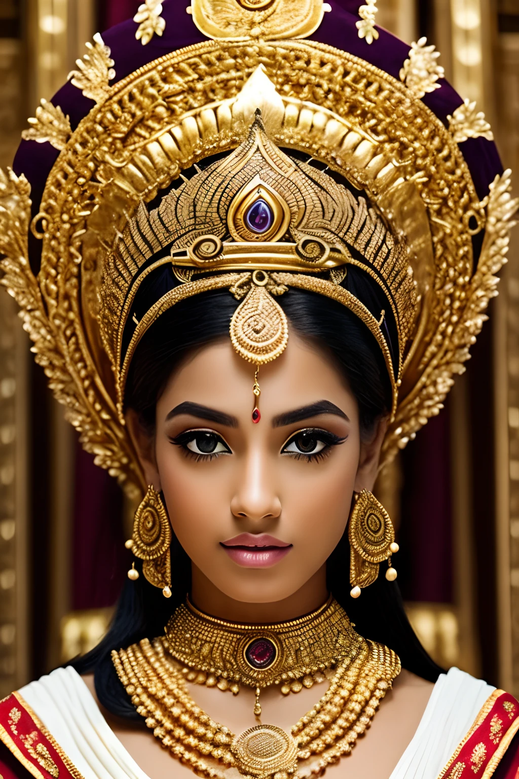 Cleopatra 7, the Queen of Egypt, with distinctive Greek features, such as her characteristic Greek hairstyle and clothing, to emphasize her Greek ancestry. (best quality,4k,8k,highres,masterpiece:1.2),ultra-detailed,(realistic,photorealistic,photo-realistic:1.37),portrait,ancient,royalty,greek-goddess-like,regal,queenly,beautiful detailed eyes,beautiful detailed lips,extremely detailed eyes and face,longeyelashes,graceful,confident,proud,temple,royal garments,flowing white robes,diadem,richly adorned with jewels,crown,ornate,golden jewelry,serene expression,serpent headdress,ethnic motifs,opulent crown,thousand-yard stare,historical,marble palace,enchanting setting,sunlight streaming through columns,azure sky,hieroglyphics,feminity,beauty,poise,history,mythology,colonadestemples,ancientEgyptian,sands,romantic,wistful,imperious,arrogant,exotic,queen of the Nile,luxurious,grandiose,colossal,pantheon,dark flowing hair,bronze-colored skin,stonework,sculptures,carved statues,majestic,statuary,regal,dominant,pharaoh-like,warriorlike,strong,commanding presence,richly decorated throne,queen's chamber,royal demeanor,stately,enthralling,legendary.
Be aware of:
- Ensure that the number of tags does not exceed 40,The number of words does not exceed 60。
- Do not output sentences or any explanations,And there is no need for explanation,There is no need to explain what prompt means。
- It is recommended to arrange tags in order of importance from highest to lowest。
- The topic and generated prompt are described in English only。 --auto