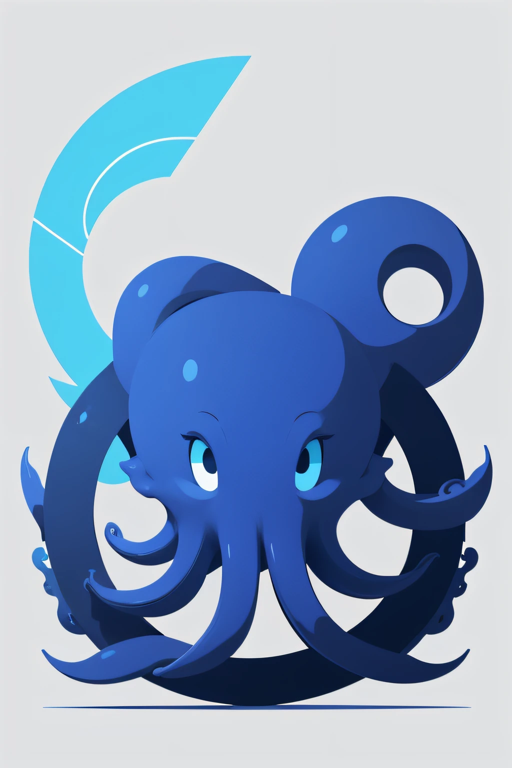 Create a minimalist logo that features a blue octopus holding the capital letter G. The octopus should be represented in a stylized way and have a shadow to add depth to the design. The letter G must be clear and legible, and can be presented in up to three colors in the letter. The logo must convey a sense of modernity and creativity to the technology sector.