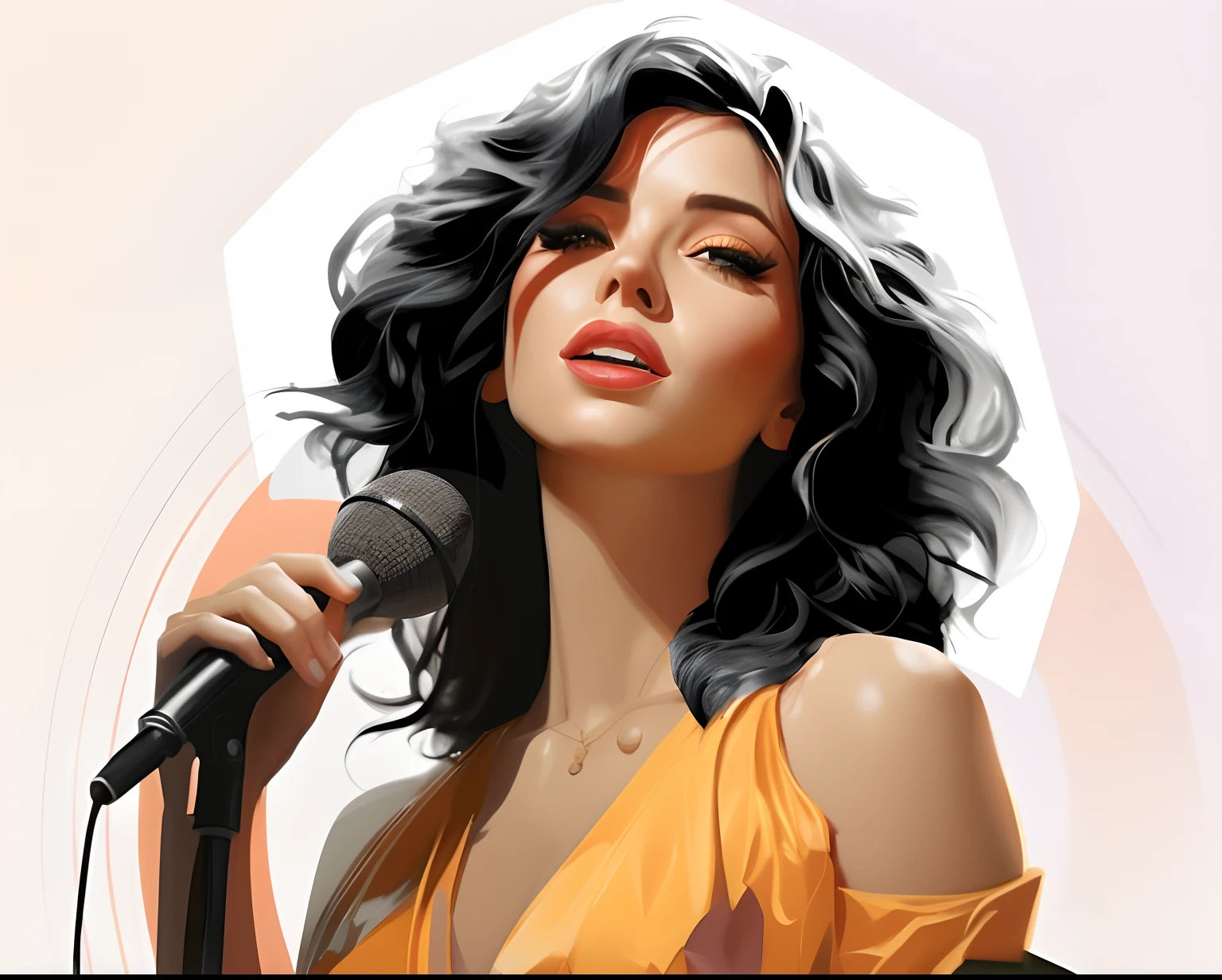 (masterpiece, best quality, beautiful:1.4), a woman with headphones on singing into a microphone, in style of digital illustration, vector artwork, vector art style, extremely high quality artwork, vector style drawing, vector art, jen bartel, digital art style, lowres, detailed vectorart, style digital painting, high quality artwork, digital art high quality, martin ansin artwork portrait, high quality portrait, wallpaper, 8k