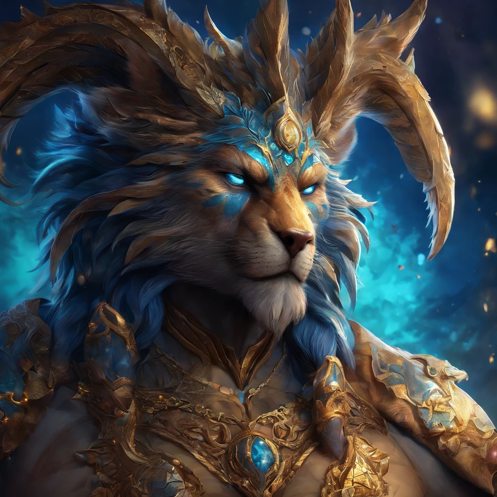 werewolf alfa masculino, pele azul, tatuagem azul, tatuagem de lua, ((olho azul)) fundo escuro, bondade, (amedrontador), luz ilimitada, octano render, Gorgeous features, olhos lindamente detalhados, pele intrincada, rosto detalhado, textura de pele perfeita, detalhes extremos, close-up view, cinematic lighthing, profesional lighting, centrado, looking-into-camera, 8k, tiro com Hasselblad X1D-50, Maximum focus, profundidade de campo, perfect lighting, light particules, (melhor qualidade), (obra-prima), (ultra detalhado), foco nítido, light particules