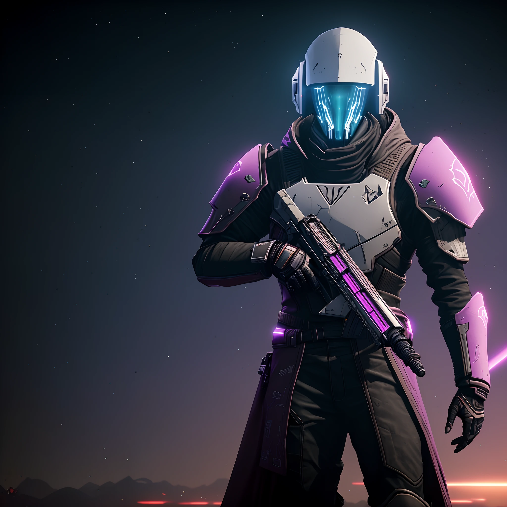 Destiny 2 warlock,synthwave background