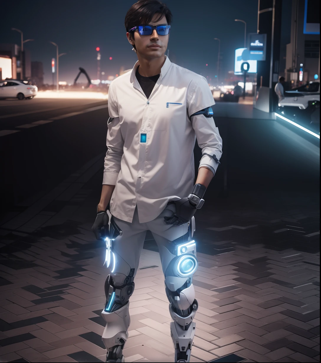 Change background robotic, ultra realistic vision change robotic arm and eye glasses