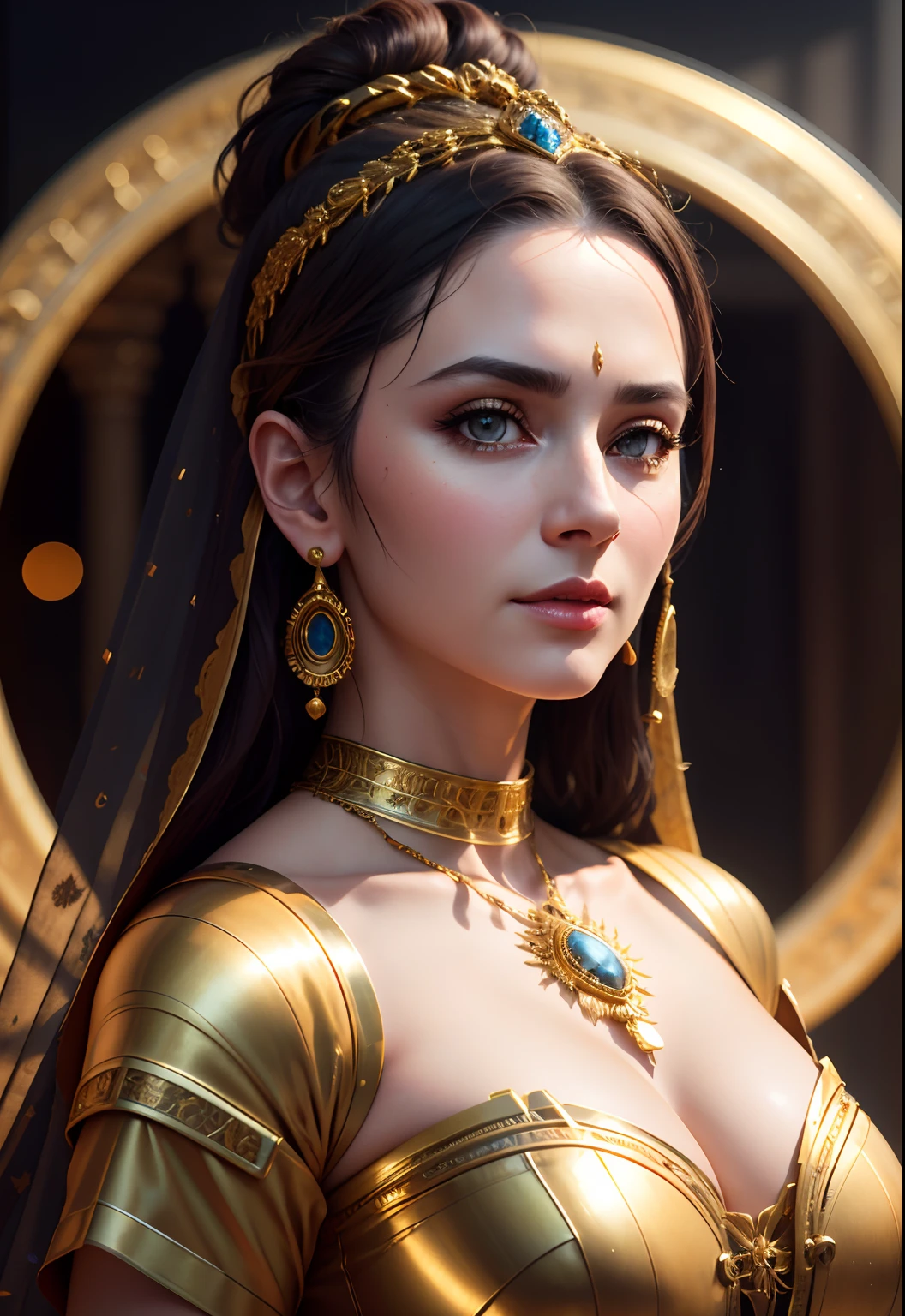 highres, shadows, absurdres, best_quality, ultra_detailed, 8k, extremely_clear, photograph, beautiful, sharp focus, hdr,
An ancient beautiful woman, wearing golden clothes