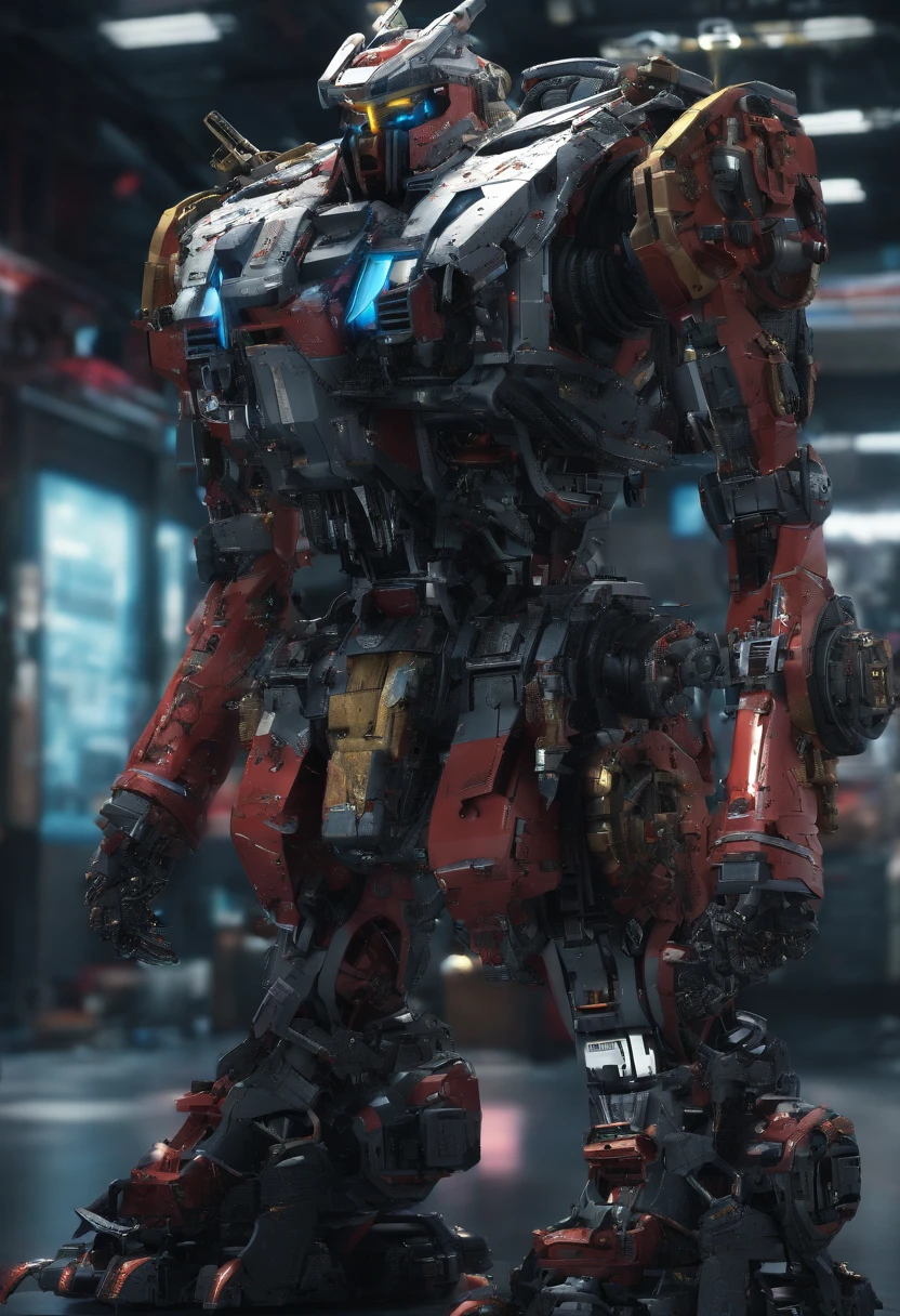 Wrecked Gundam, Years have passed,Science fiction, Sense of technology, C4D, OC Renderer, high detailing, industrial design, 8K HD, studio lights, Retro