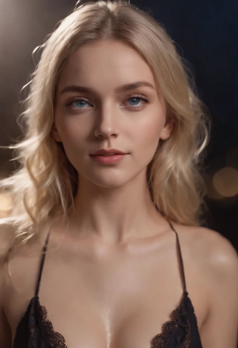 ((Night","Dark background))",((A girl wears only one piece of clothing, Very transparent open shirt,The shirt was soaked, clearly visible ,(( 1.5. Her genitals and breasts can be clearly seen)). Blue eyes and long blonde hair",She wears glasses,beautiful face",one beautiful Caucasian woman,Moderately soft and fair skin",Showing her beautiful tits, you can see her genitals, Her genitals were wet all over and could be seen