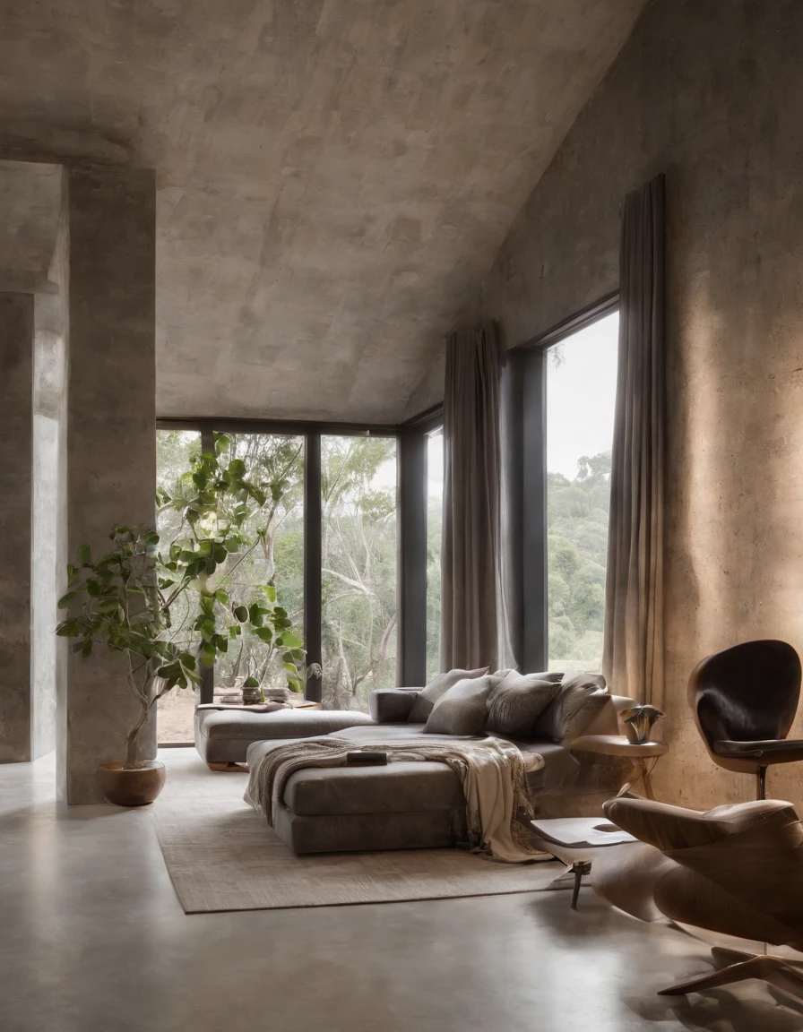 African symbols, casa um andar above collun de com15m2, com telhado estilo cabana alpina, with sustainable architecture with precast elements in steel structure with apparent irons, com a frente orientada pela fachada. moderno, Minimalist and organic design, with the work of bright bricks amaizing white and random gray degrade on the walls, com grandes janelas e portas pretas que permitem que a luz natural entre na casa e quintal com gramado exuberante lot arvores, sustentabilidade, tecnologia do futuro, architectural creativity, nova cultura, Self-sufficiency, The golden ratio, a beautiful building in the middle of the image, um fundo desfocado, a building, espalhar, cores naturais, cores calmas, master part, arte, BETTER RESOLUTION, (muito detalhado)
