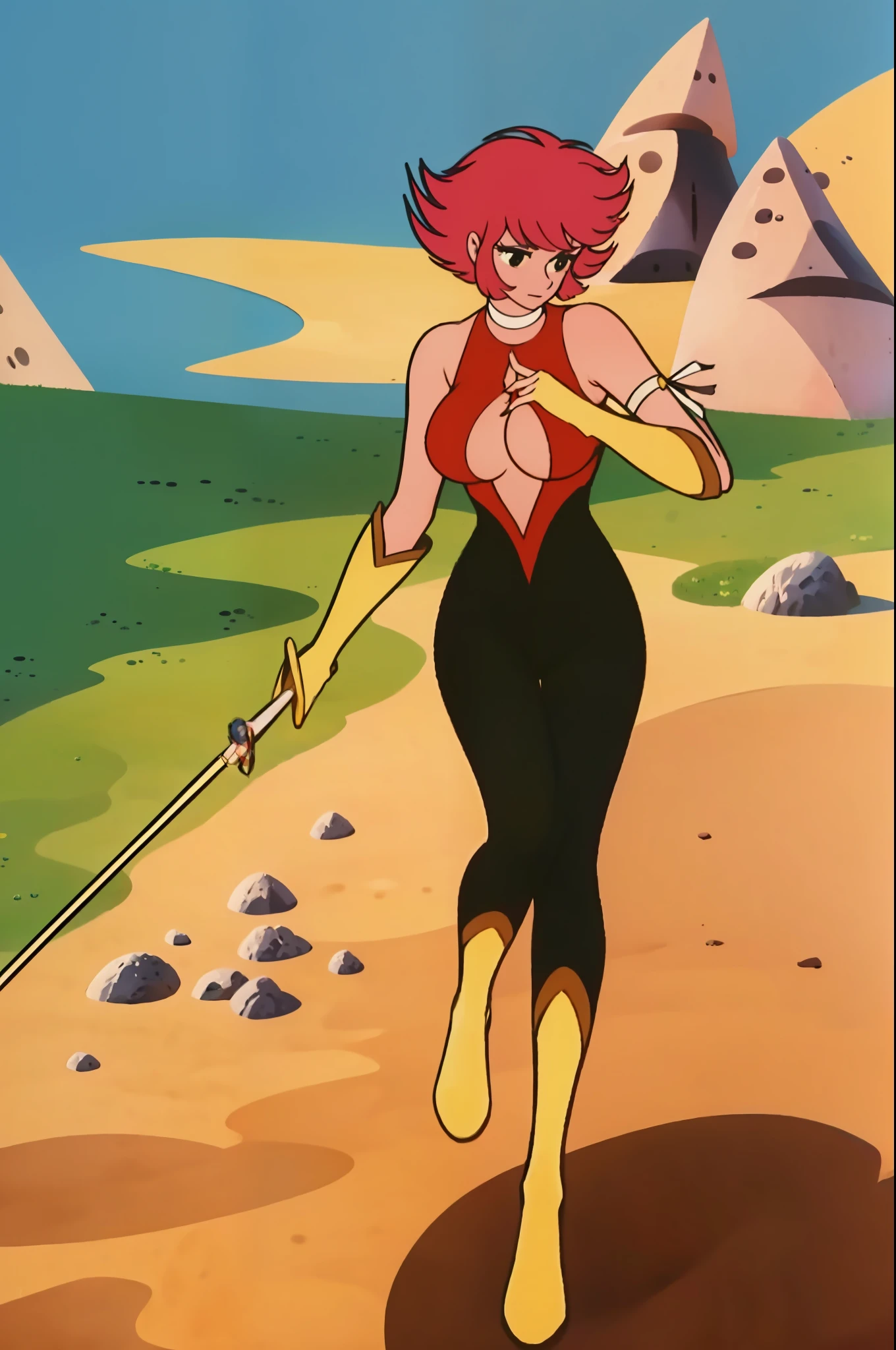 masterpiece, best quality, solo, 1girl,outdoor,looking at viewer,(cowboy shot:1.2), CutieHoney,full body, big breast